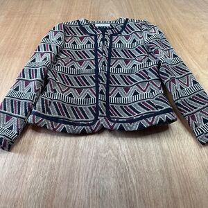 Tahari Arthur S Levine Cropped Geometric Woven Blazer Jacket Size 6